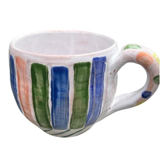Multi Color Stripes & PolkaDots Pottery Coffee Mug - Picture 12 of 15